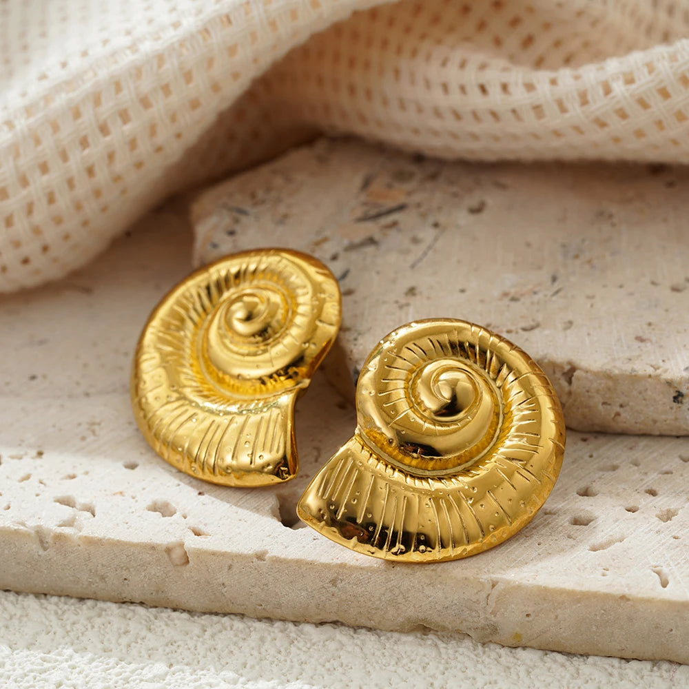 Texture Snail Conch Shell Earrings