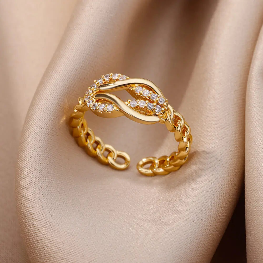 18K Gold Plated Zircon Bridal Ring Set