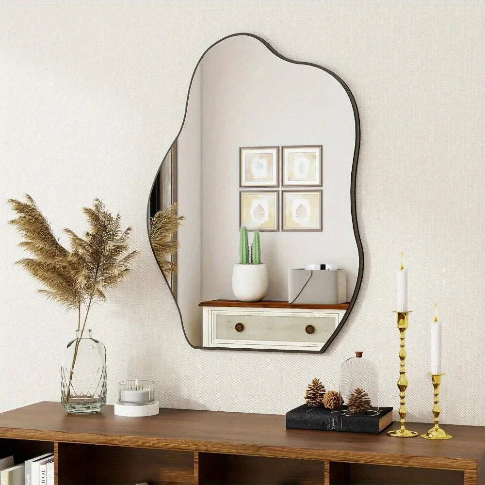 Brightique 32" x 24.5" Irregular Asymmetrical Frameless Wall Mirror Wall-Mounted