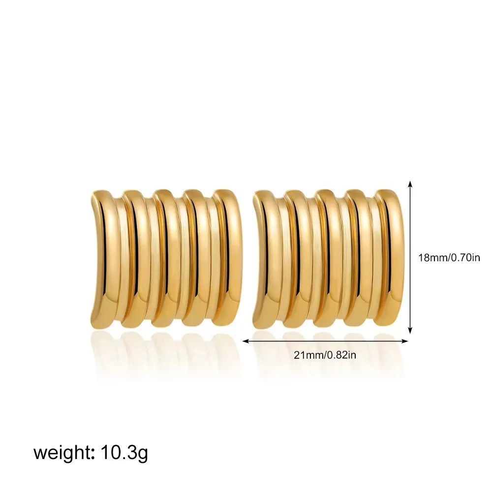 Wide C Shape Rust Proof Stud Earrings