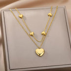 Stainless Steel Multilayer Heart Necklace