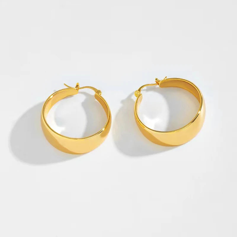 Onekiss Round Stainless Steel Hoop Earrings