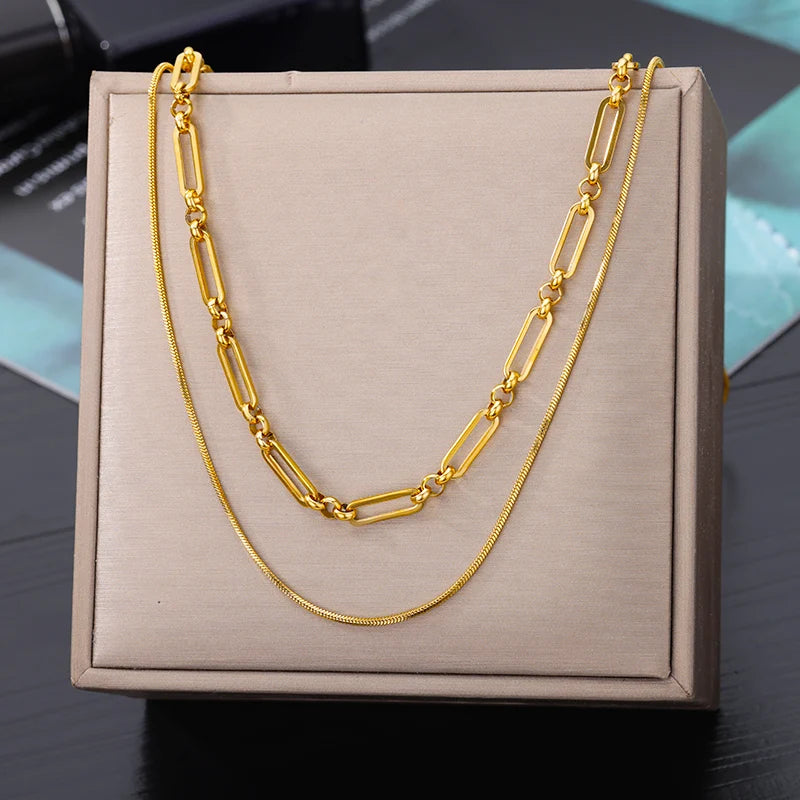 Stainless Steel Multilayer Heart Necklace