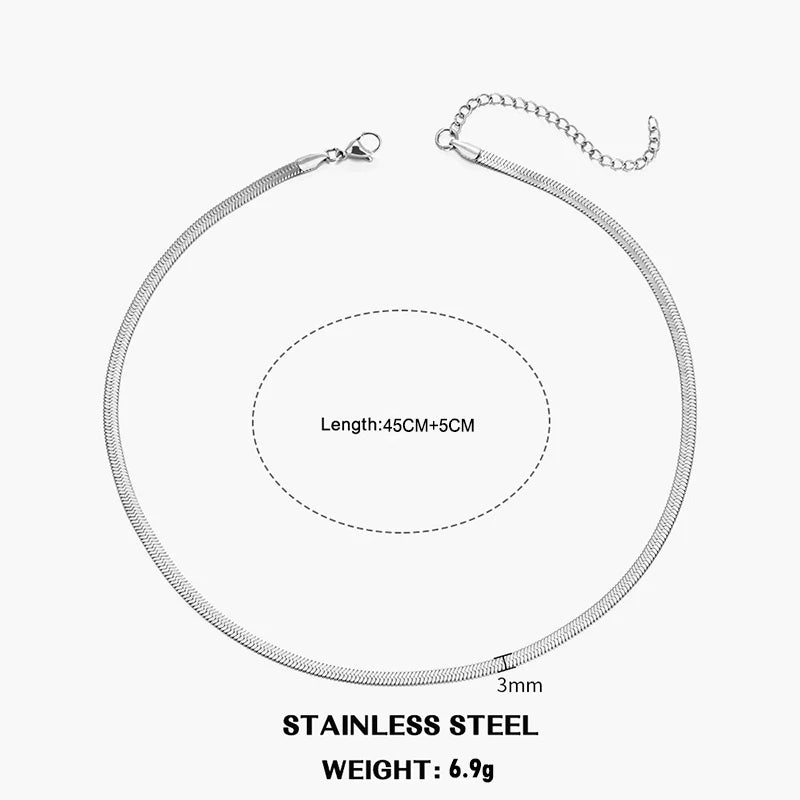 Unisex Flat Snake Chain Choker Necklace