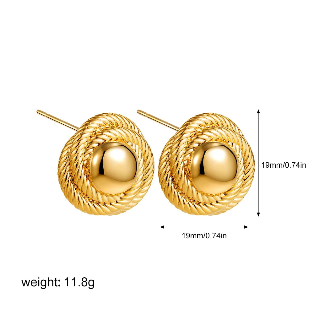 Creative Gold Plated Stainless Steel Round Geometric Earrings