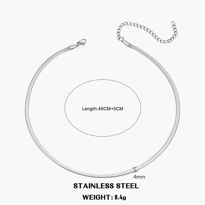 Unisex Flat Snake Chain Choker Necklace