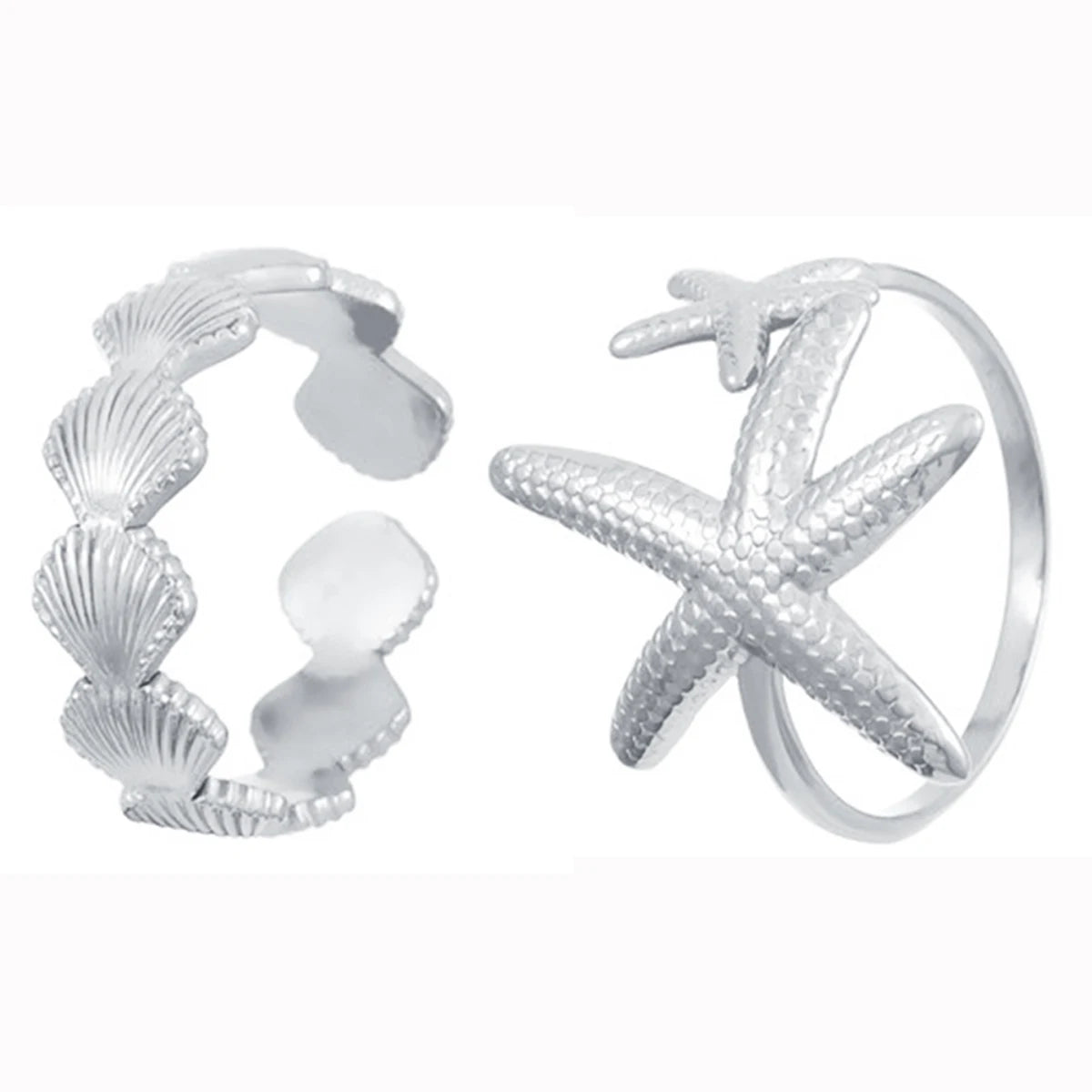 2/3pcs/Lot Stainless Steel Creative Starfish Shell Rings