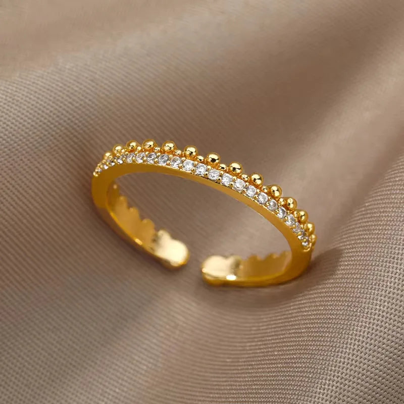 18K Gold Plated Zircon Bridal Ring Set