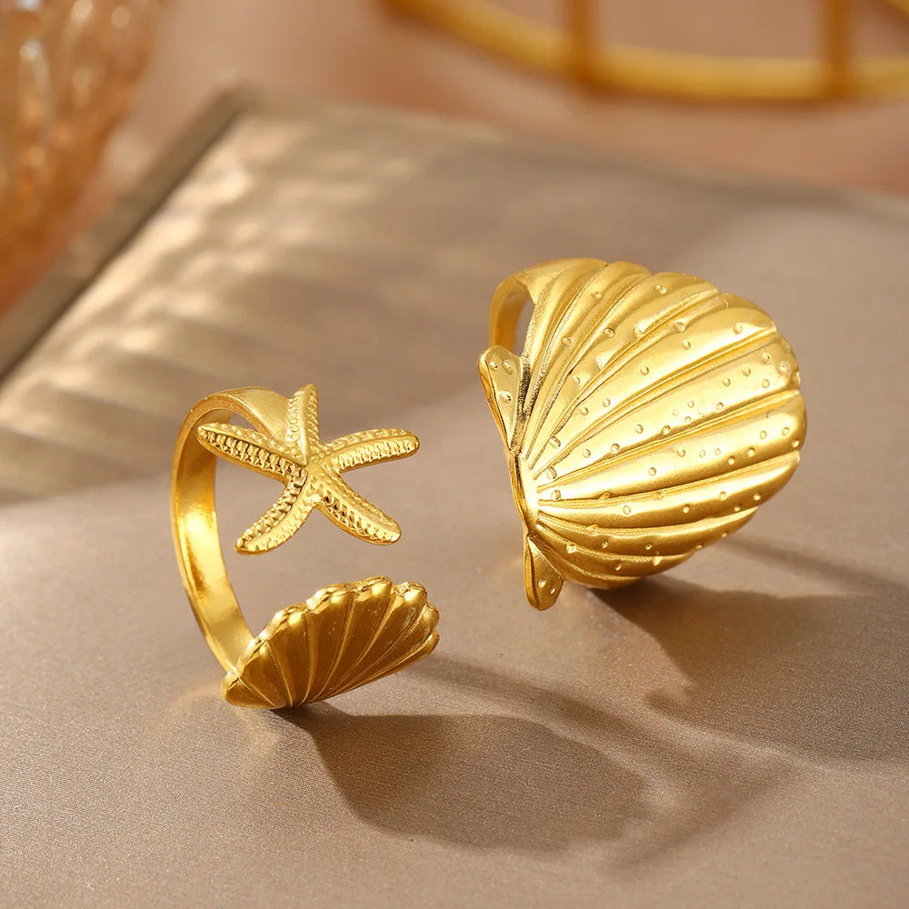 2/3pcs/Lot Stainless Steel Creative Starfish Shell Rings