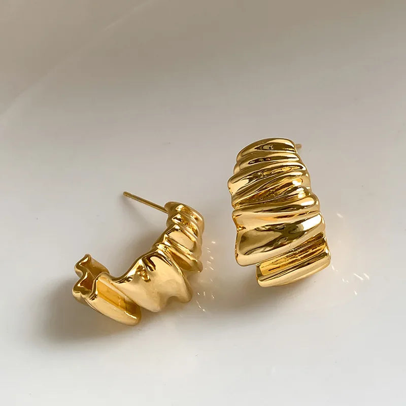Wavy Pleated Stud Earrings