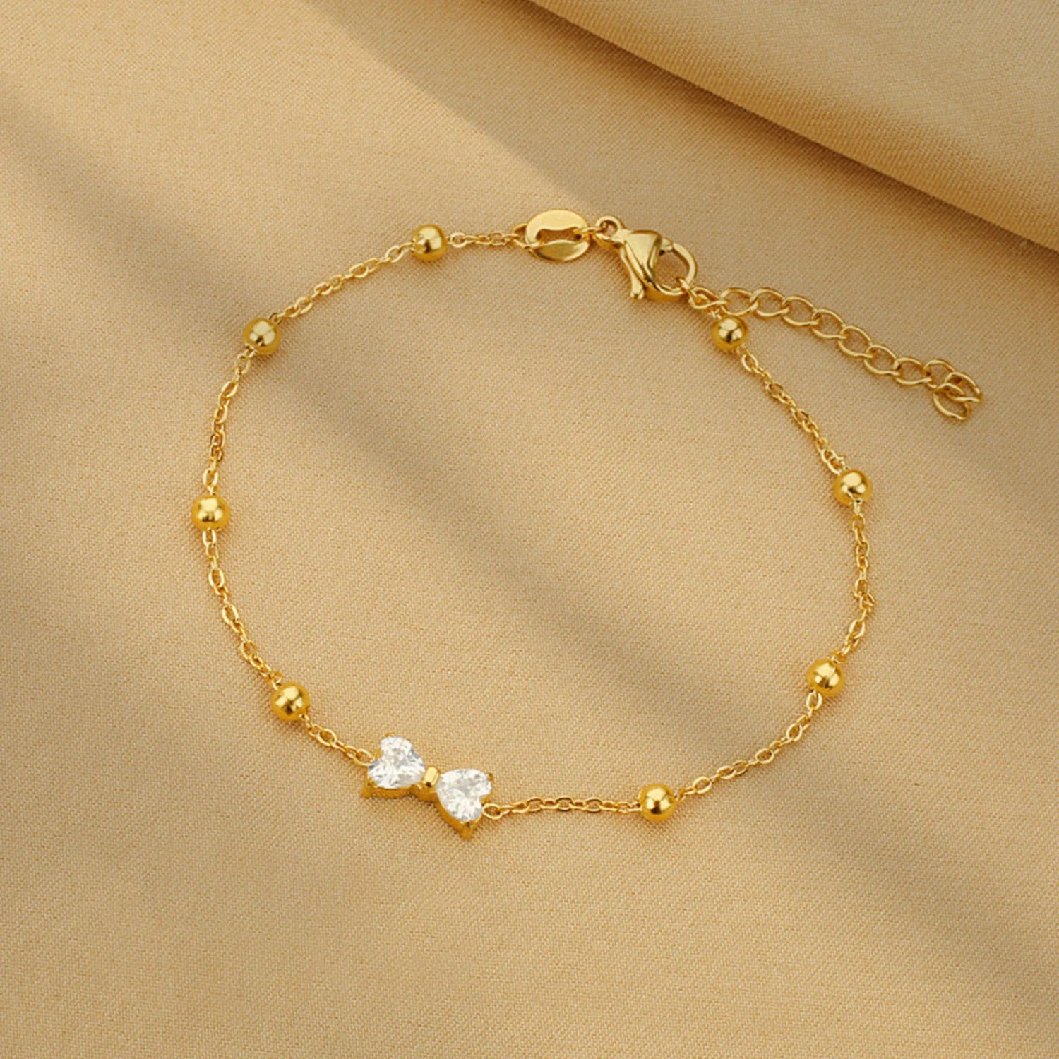 Bow shiny zircon bracelet