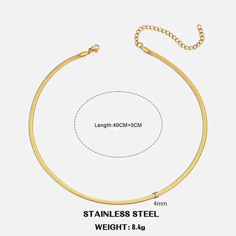 Unisex Flat Snake Chain Choker Necklace