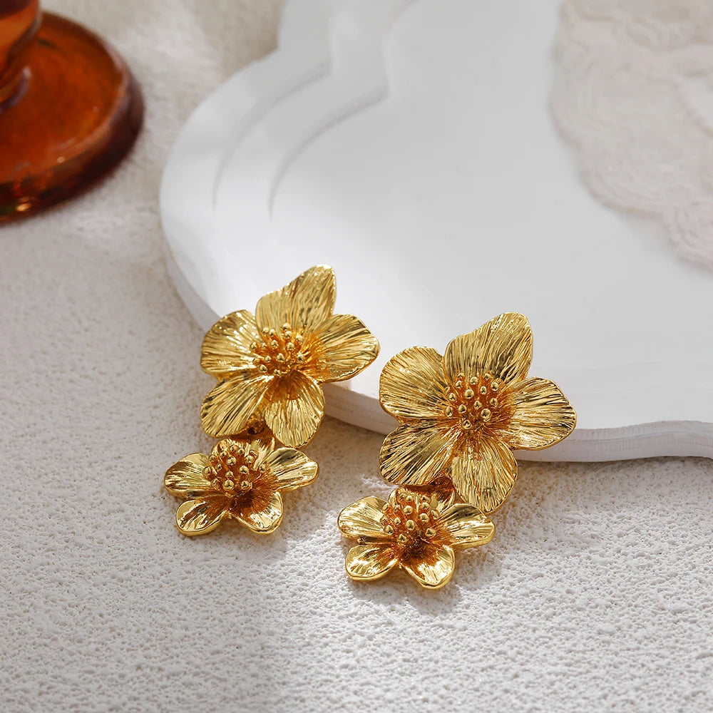 Metal Flower Stud Earrings