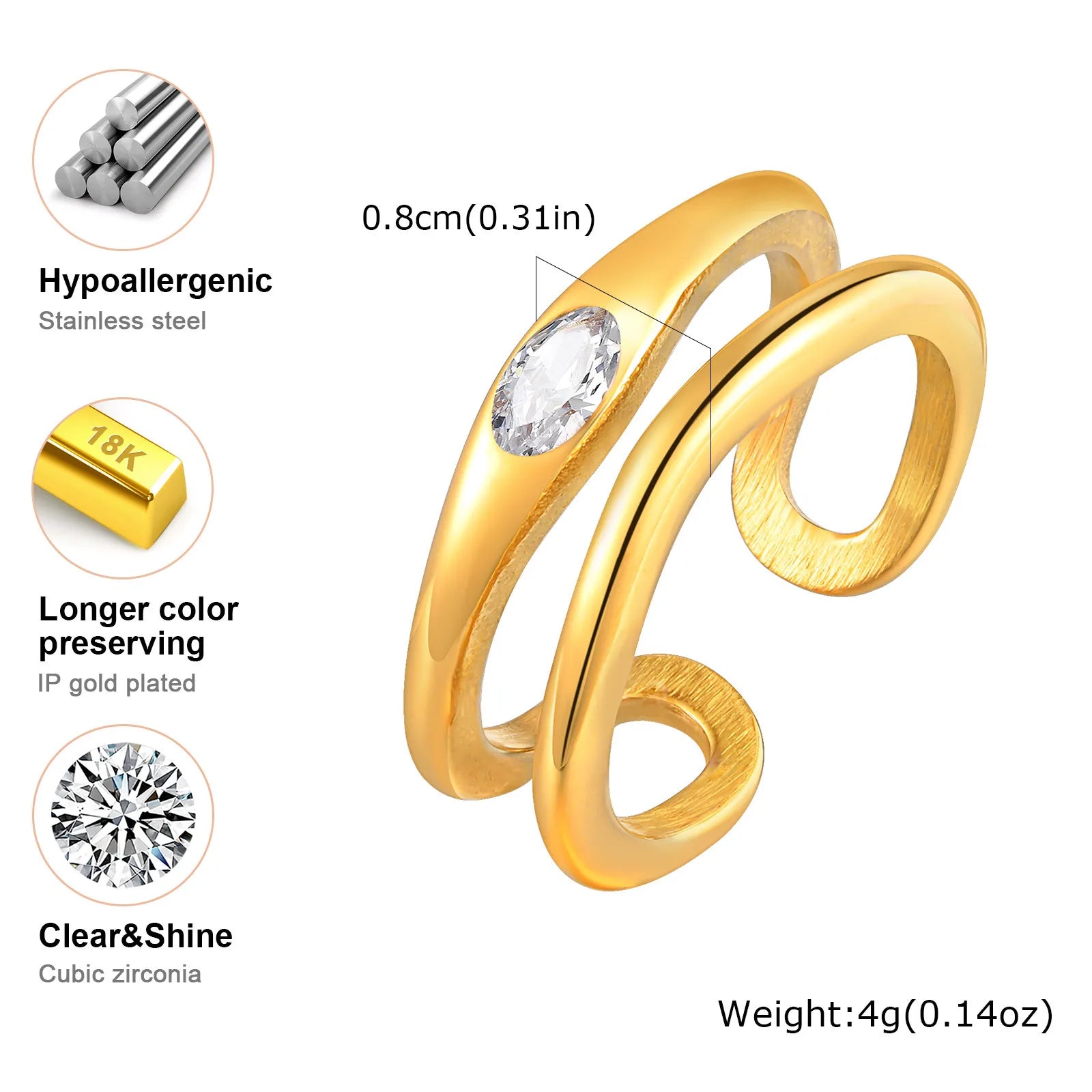 Brightique Stainless Steel Geometric Fashion Ring