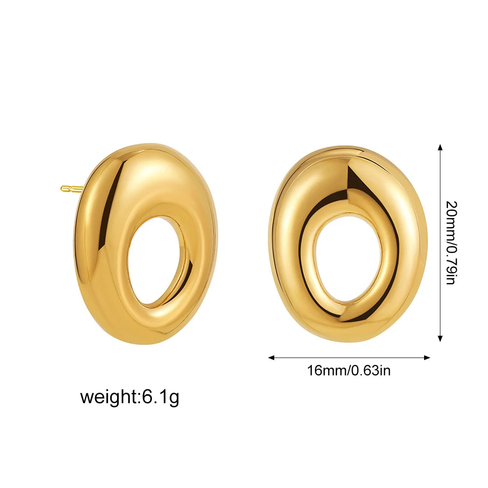 Creative Gold Plated Stainless Steel Round Geometric Earrings
