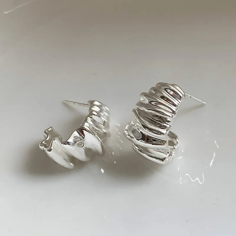 Wavy Pleated Stud Earrings