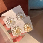 Elegant White Flower Stud Earrings