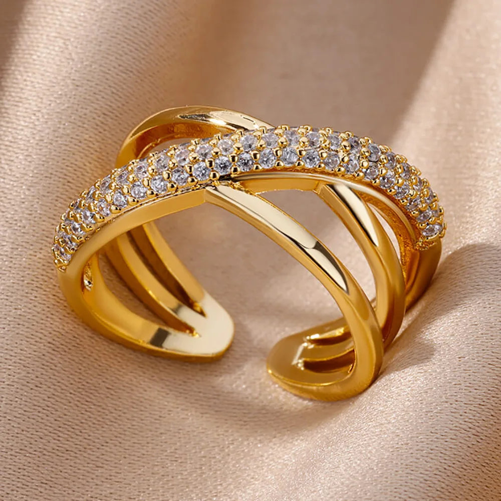 18K Gold Plated Zircon Bridal Ring Set