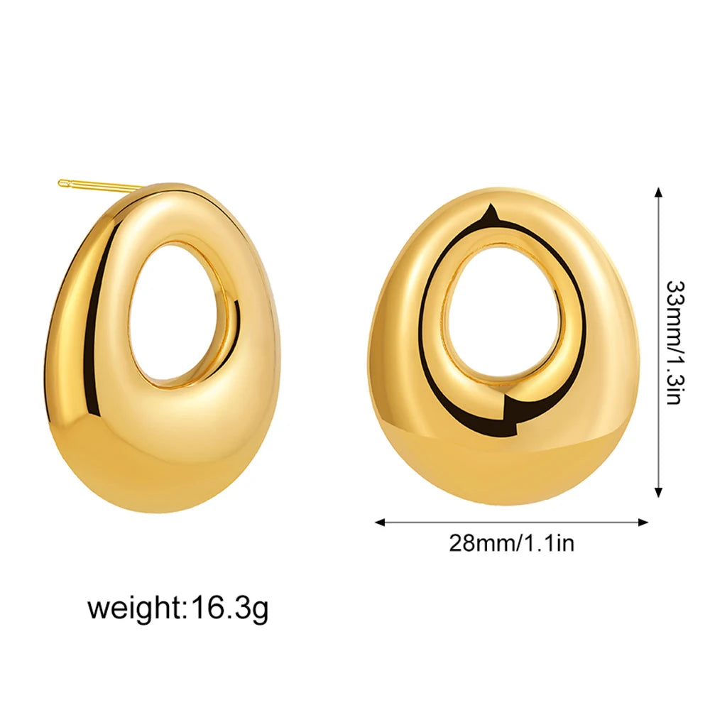 Creative Gold Plated Stainless Steel Round Geometric Earrings
