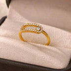 18K Gold Plated Zircon Bridal Ring Set
