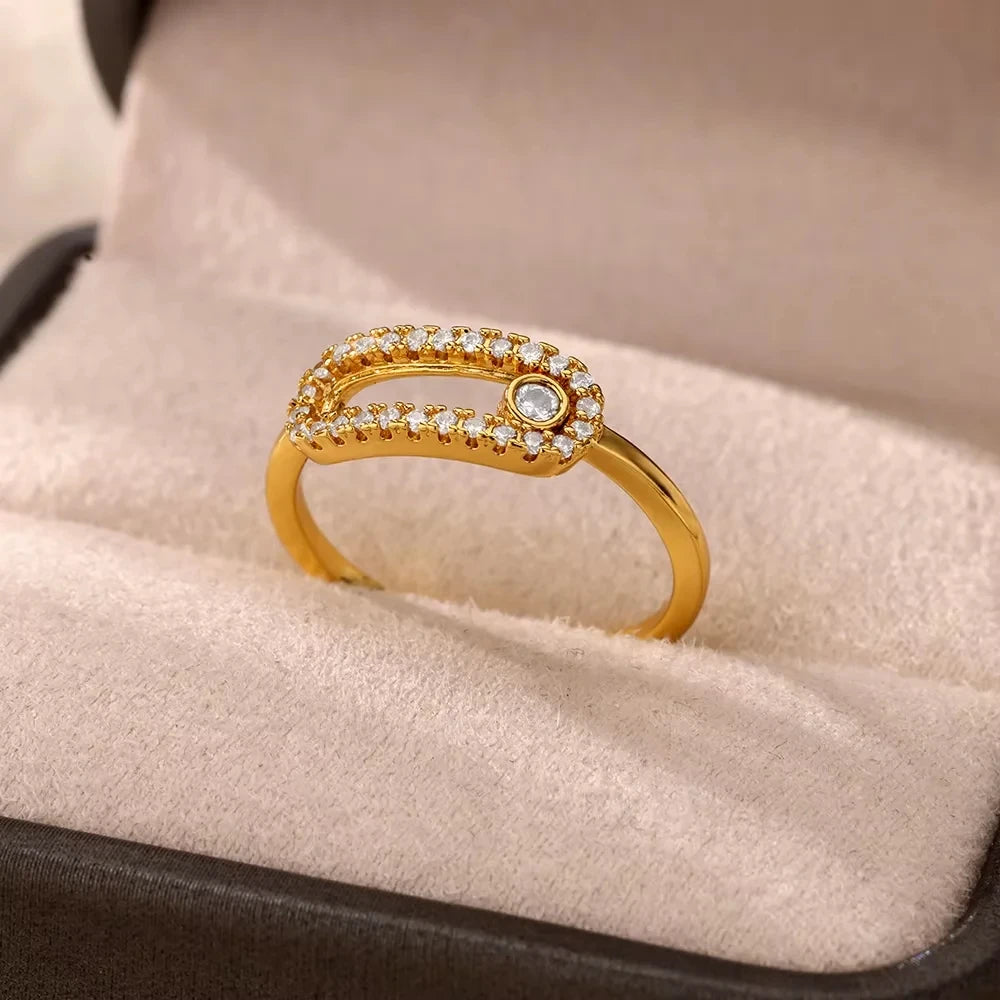 18K Gold Plated Zircon Bridal Ring Set