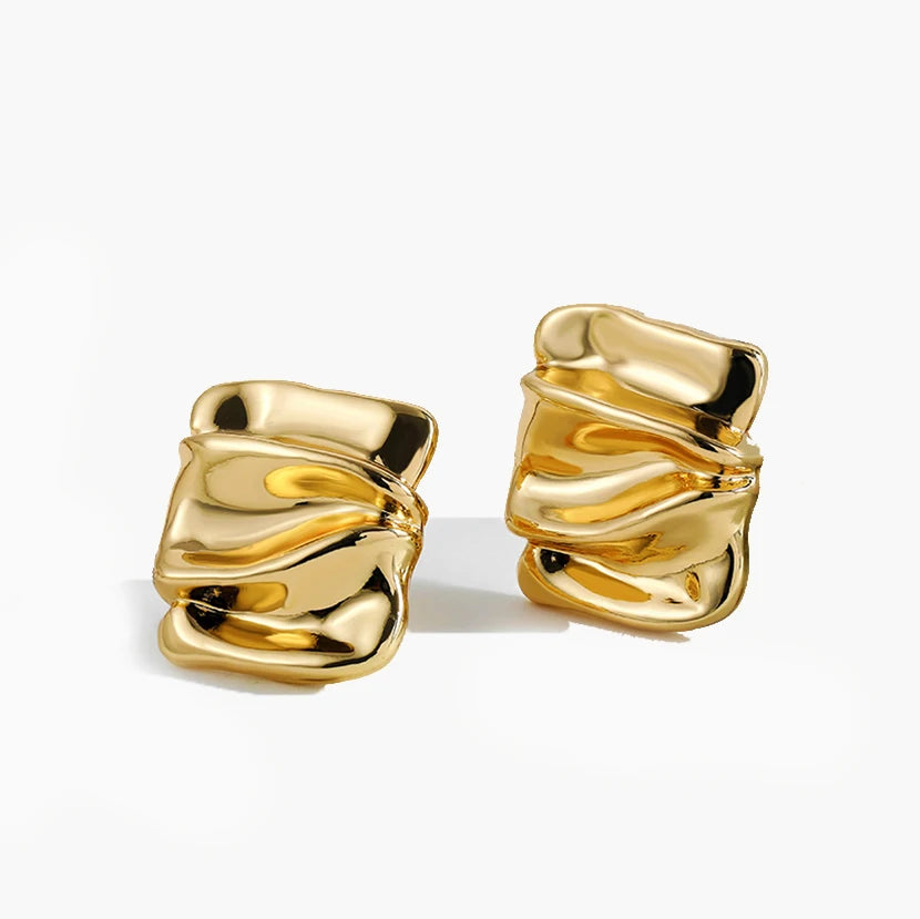 Vintage Texture Gold Plated Earrings