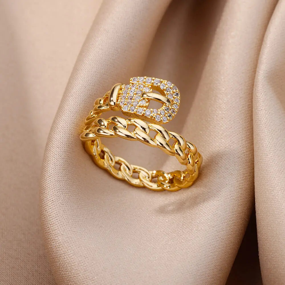 18K Gold Plated Zircon Bridal Ring Set