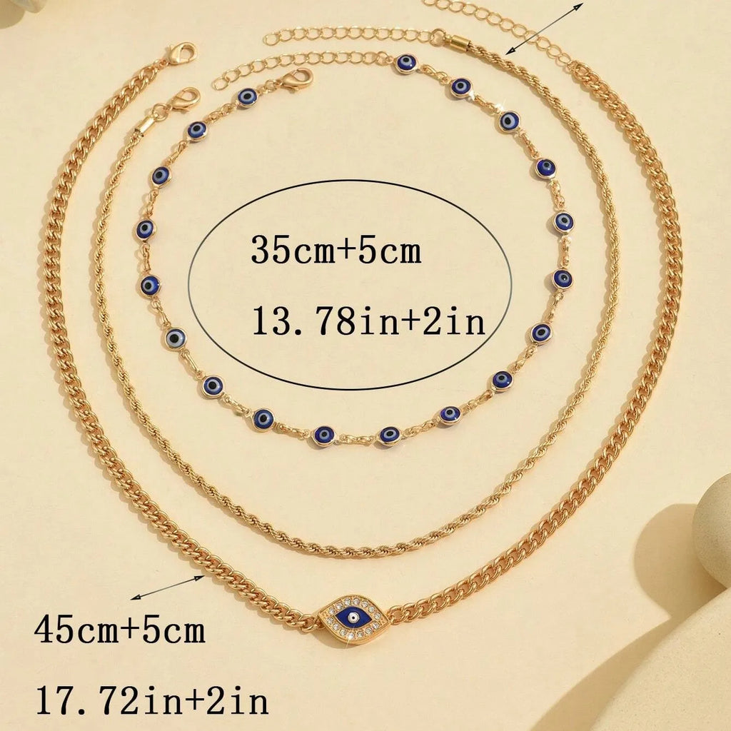 Lucky Multi-layers Crystal Evil Eye Pendant Necklace