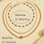 Lucky Multi-layers Crystal Evil Eye Pendant Necklace