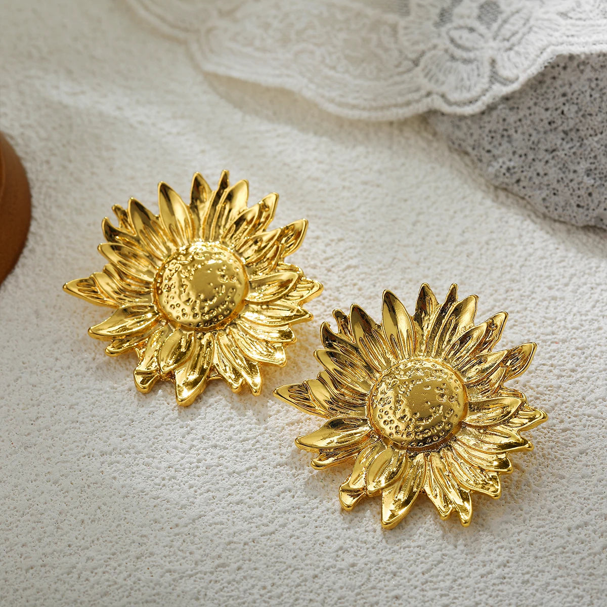Metal Flower Stud Earrings