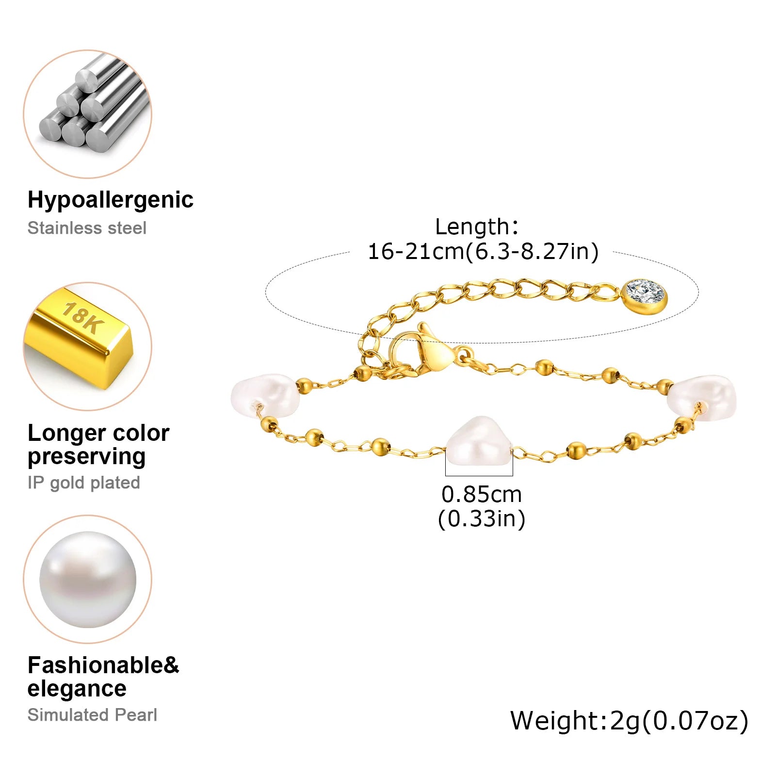 Elegant Simulated Pearl Beads Bracelets