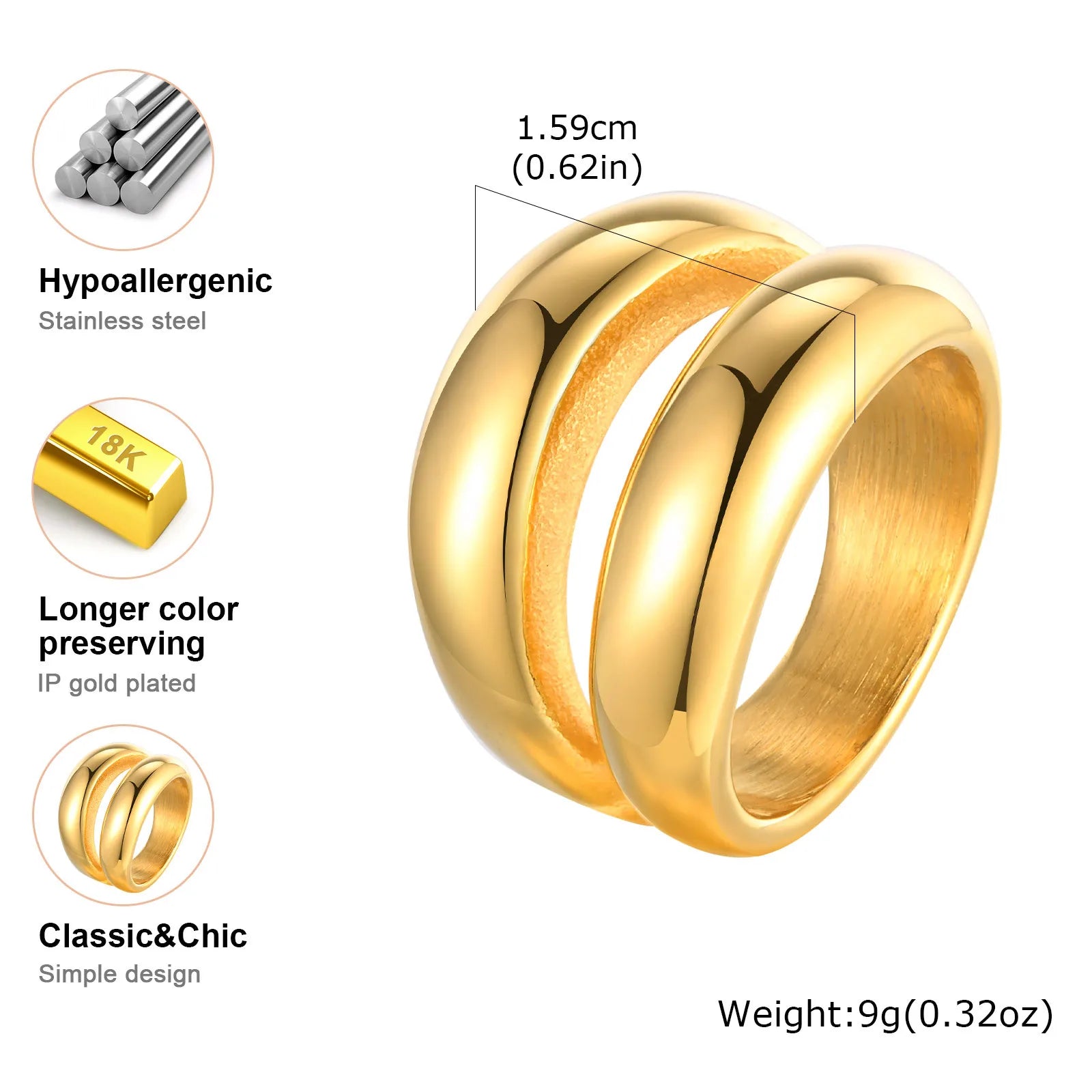 Brightique Stainless Steel Geometric Fashion Ring