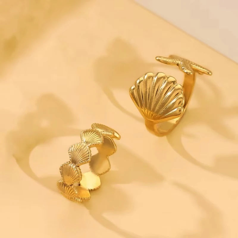 2/3pcs/Lot Stainless Steel Creative Starfish Shell Rings