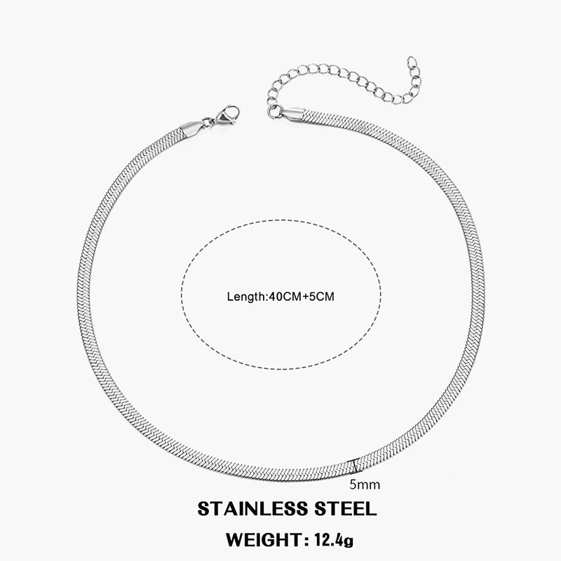 Unisex Flat Snake Chain Choker Necklace