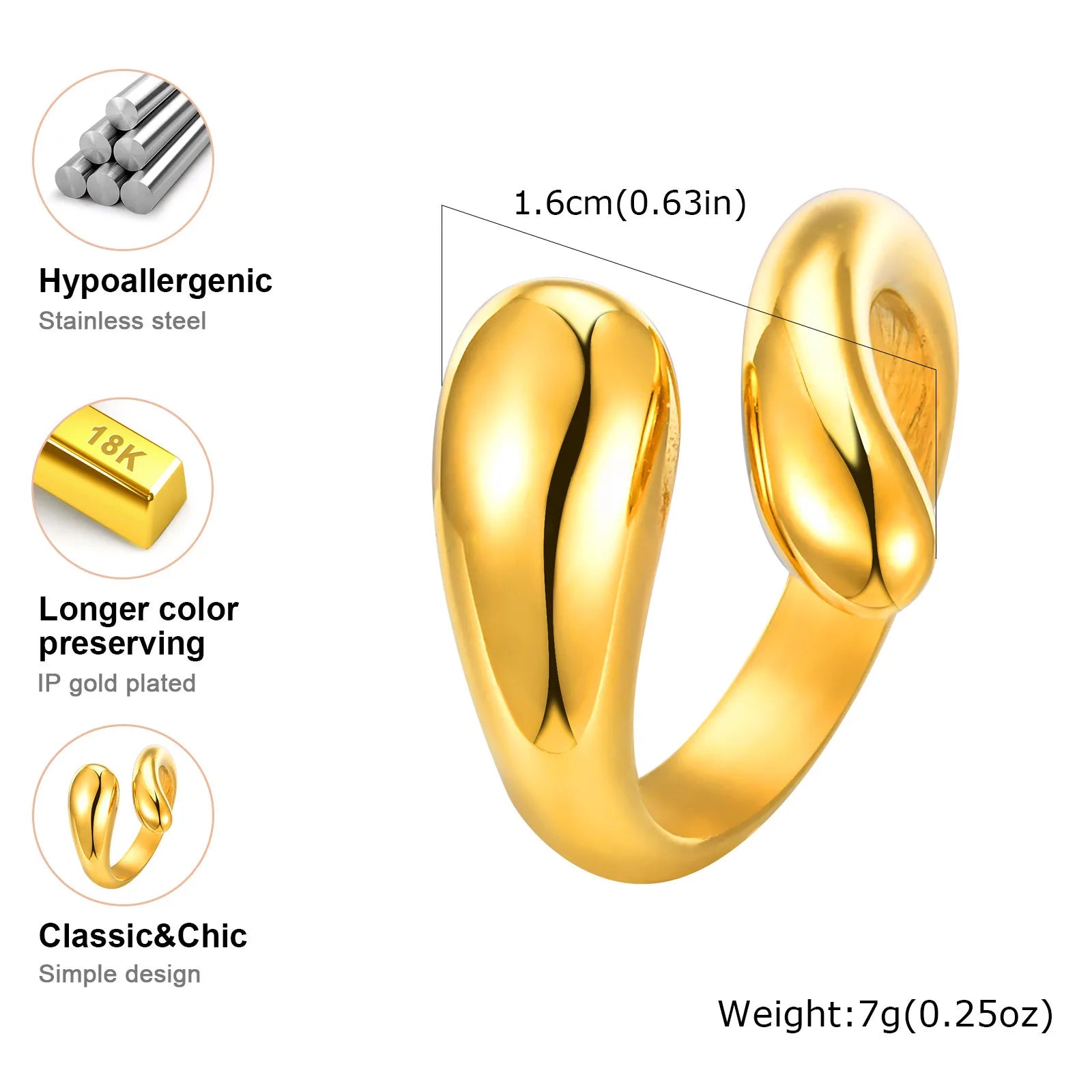 Brightique Stainless Steel Geometric Fashion Ring