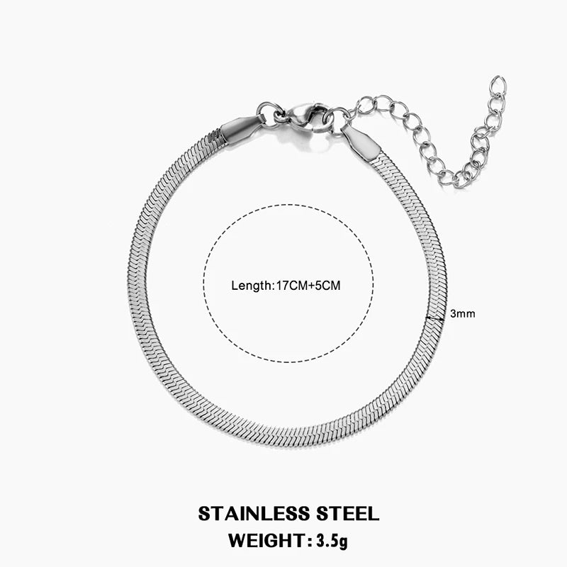 Unisex Flat Snake Chain Choker Necklace