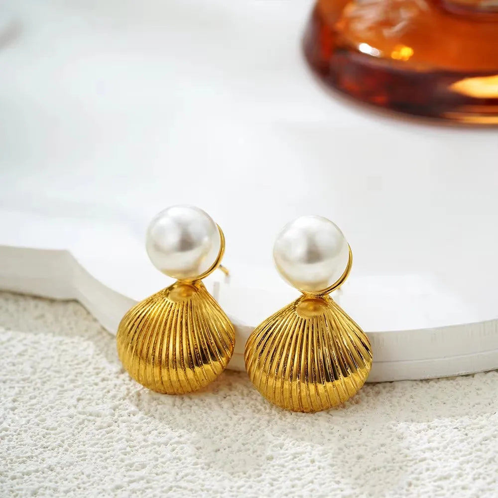 Texture Snail Conch Shell Earrings