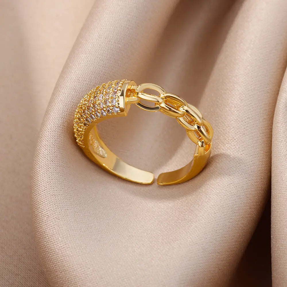 18K Gold Plated Zircon Bridal Ring Set