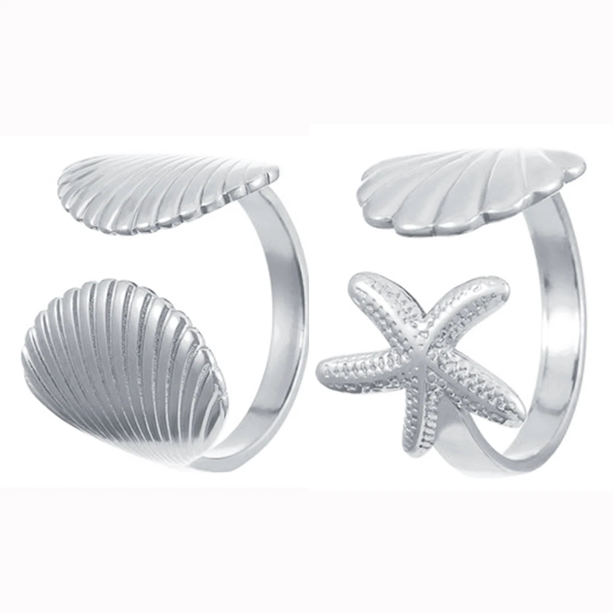 2/3pcs/Lot Stainless Steel Creative Starfish Shell Rings