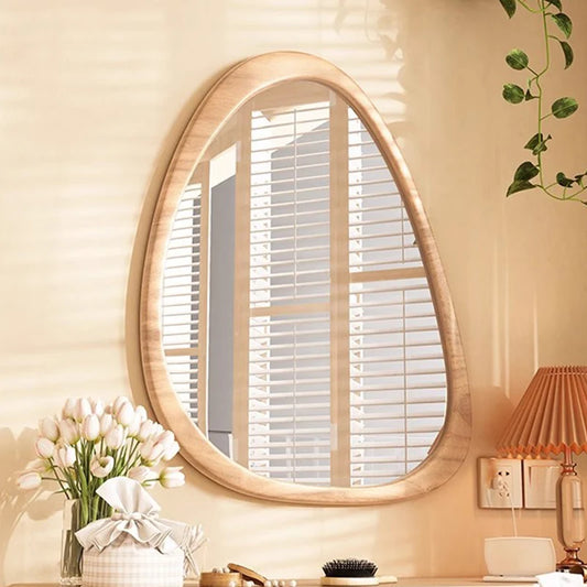 Brightique Irregular Wall Mirror Living Room Decoration Modern Girls Mirror Funky Wooden Asymmetrical Bathroom Espelhos Home Decorations