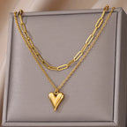 Stainless Steel Multilayer Heart Necklace