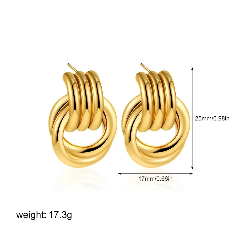 Wide C Shape Rust Proof Stud Earrings