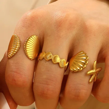 2/3pcs/Lot Stainless Steel Creative Starfish Shell Rings