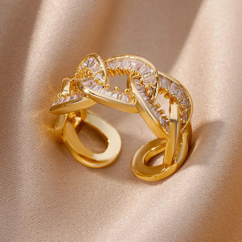 18K Gold Plated Zircon Bridal Ring Set
