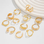 14K Gold Plated Geometric Adjustable Open Rings