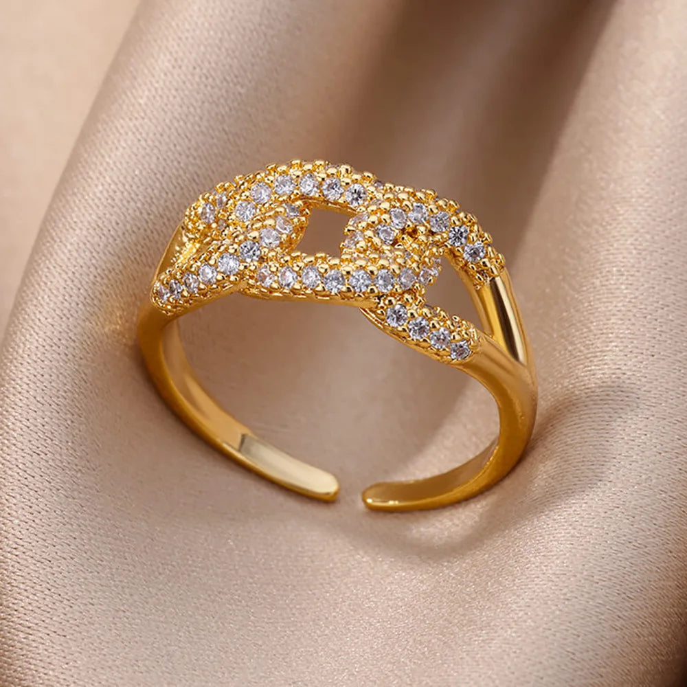 18K Gold Plated Zircon Bridal Ring Set