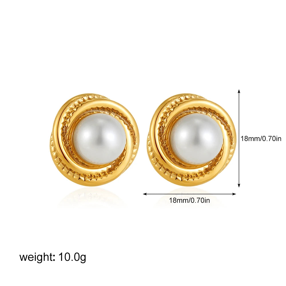 Creative Gold Plated Stainless Steel Round Geometric Earrings