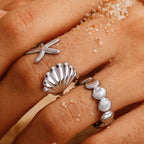 2/3pcs/Lot Stainless Steel Creative Starfish Shell Rings