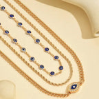 Lucky Multi-layers Crystal Evil Eye Pendant Necklace