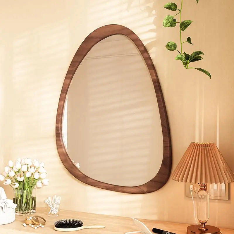 Brightique Irregular Wall Mirror Living Room Decoration Modern Girls Mirror Funky Wooden Asymmetrical Bathroom Espelhos Home Decorations